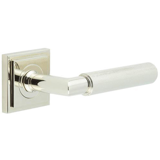 Luxury Polished Nickel Door Handle Square Stepped Rose Solid Brass Interior Handle