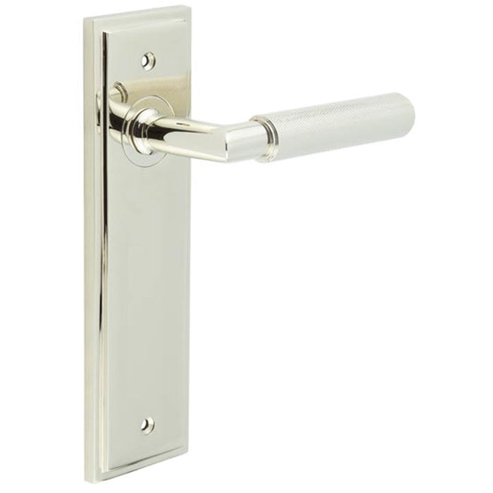 Luxury Polished Nickel Door Handle Latch with Versatile Backplate Options Solid Brass Interior Handle