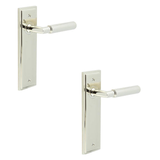 PACK Luxury Polished Nickel Door Handle Latch with Versatile Backplate Options Solid Brass Interior Handle (1)