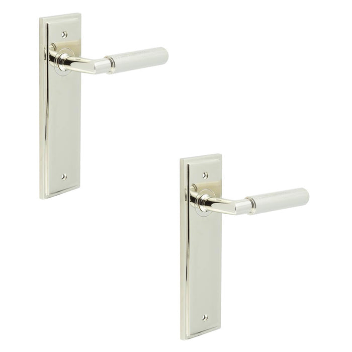 PACK Luxury Polished Nickel Door Handle Latch with Versatile Backplate Options Solid Brass Interior Handle (1)