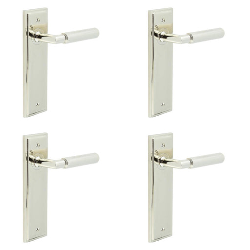 PACK Luxury Polished Nickel Door Handle Latch with Versatile Backplate Options Solid Brass Interior Handle