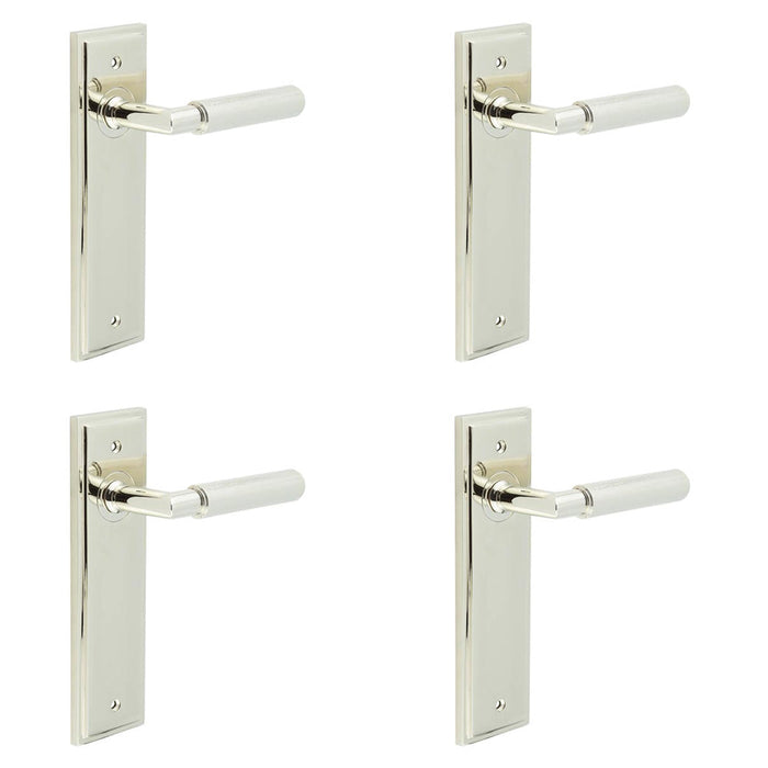 PACK Luxury Polished Nickel Door Handle Latch with Versatile Backplate Options Solid Brass Interior Handle