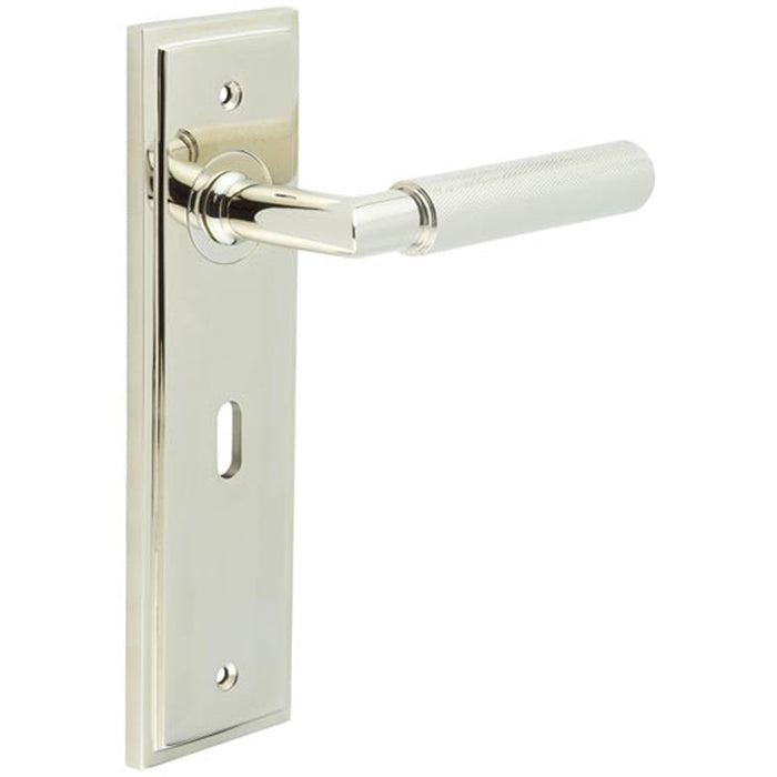 Luxury Polished Nickel Door Handle Lock Backplate with Versatile Mounting Options Solid Brass Interior Handle