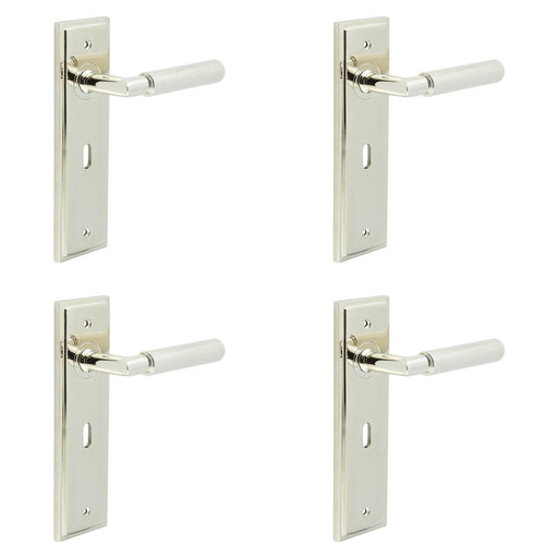 PACK Luxury Polished Nickel Door Handle Lock Backplate with Versatile Mounting Options Solid Brass Interior Handle