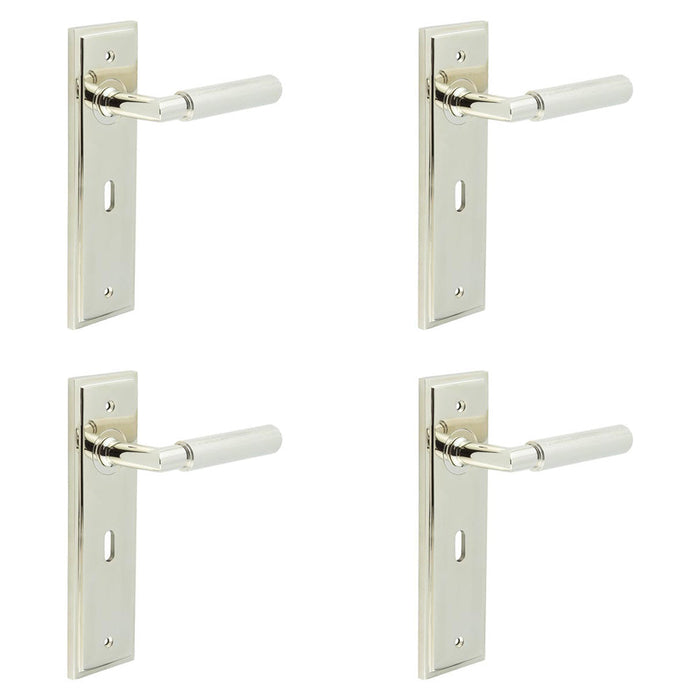 PACK Luxury Polished Nickel Door Handle Lock Backplate with Versatile Mounting Options Solid Brass Interior Handle