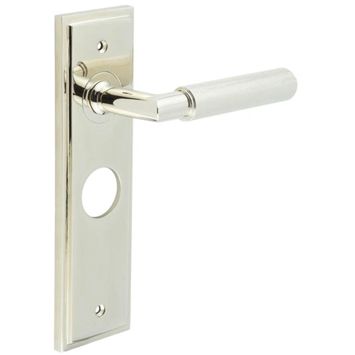 Luxury Polished Nickel Bathroom Door Handle with Backplate Solid Brass Interior Handle