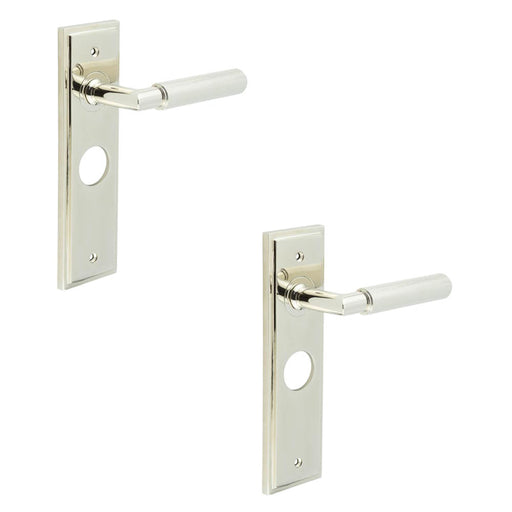 PACK Luxury Polished Nickel Bathroom Door Handle with Backplate Solid Brass Interior Handle (1)