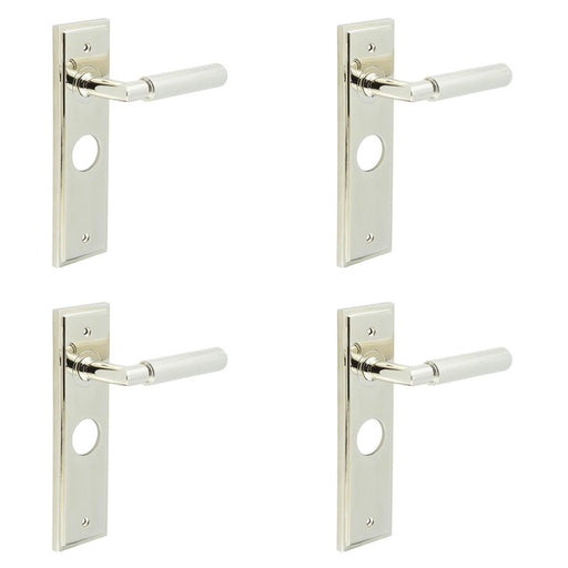 PACK Luxury Polished Nickel Bathroom Door Handle with Backplate Solid Brass Interior Handle