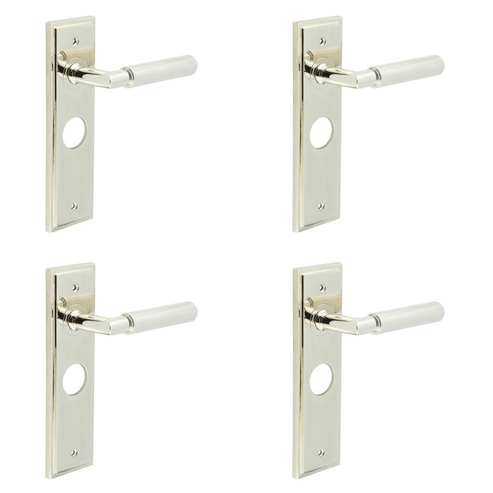 PACK Luxury Polished Nickel Bathroom Door Handle with Backplate Solid Brass Interior Handle