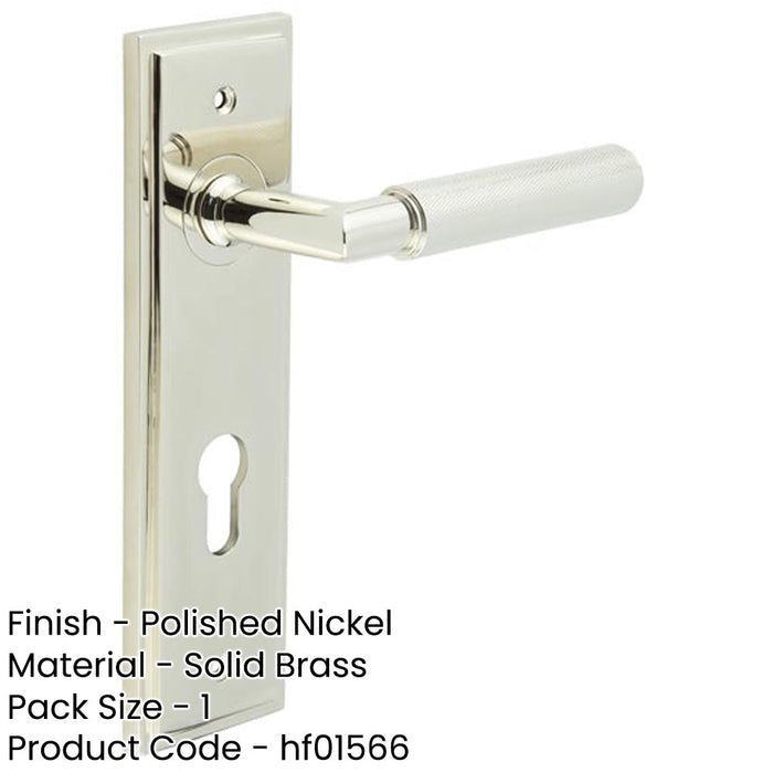 Luxurious Door Handle with Euro Backplate Polished Nickel Finish Solid Brass Interior Handle-1