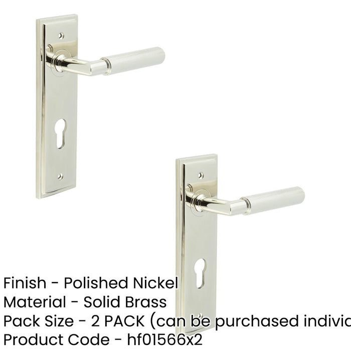 PACK Luxurious Door Handle with Euro Backplate Polished Nickel Finish Solid Brass Interior Handle (1)-1
