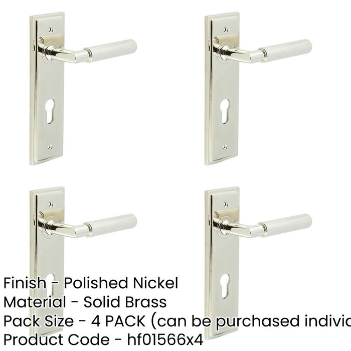 PACK Luxurious Door Handle with Euro Backplate Polished Nickel Finish Solid Brass Interior Handle-1