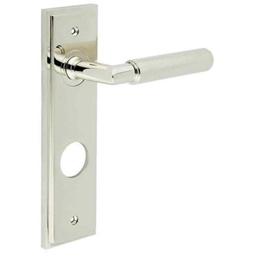 Polished Nickel Bathroom Door Handle with Backplate Solid Brass Interior Handle (1)