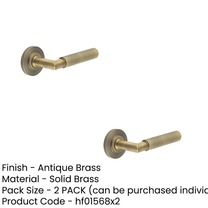 PACK Elegant Antique Brass Door Handle with Chamfered Rose Solid Brass Interior Handle (1)-1