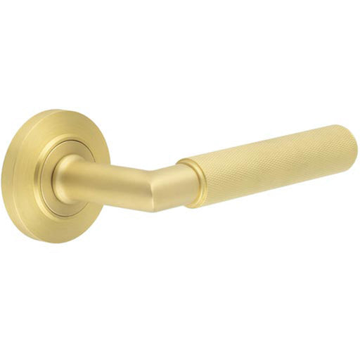 Luxury Satin Brass Door Handle Chamfered Rose Stylish Interiors Solid Brass Interior Handle