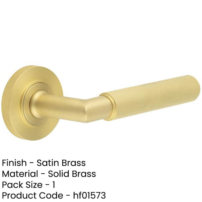 Luxury Satin Brass Door Handle Knurled Rose Stylish Interiors Solid Brass Interior Handle-1