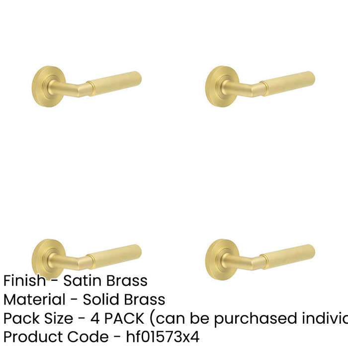 PACK Luxury Satin Brass Door Handle Knurled Rose Stylish Interiors Solid Brass Interior Handle-1