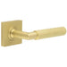 Luxurious Satin Brass Door Handle with Square Rose Design Solid Brass Interior Handle