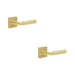 PACK Luxurious Satin Brass Door Handle with Square Rose Design Solid Brass Interior Handle (1)