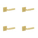 PACK Elegant Satin Brass Door Handle Square Stepped Rose Luxury Interiors Solid Brass Interior Handle
