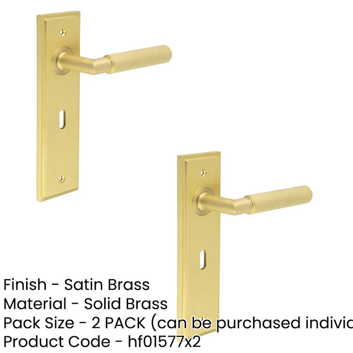 PACK Elegant Satin Brass Door Handle Lock Backplate Luxury Finishes Solid Brass Interior Handle (1)-1