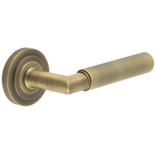 Antique Brass Door Handle Stepped Rose Premium Quality Design Solid Brass Interior Handle