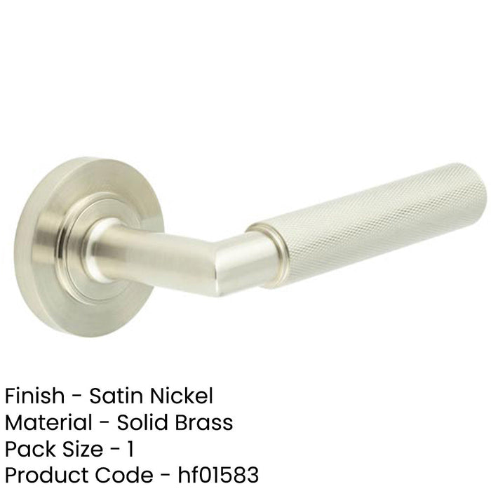 Stylish Satin Nickel Door Handle with Rose Design Solid Brass Interior Handle-1