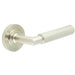 Stylish Satin Nickel Door Handle with Rose Design Solid Brass Interior Handle