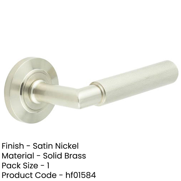 Satin Nickel Door Handle Chamfered Rose Luxury Solid Brass Design Solid Brass Interior Handle-1