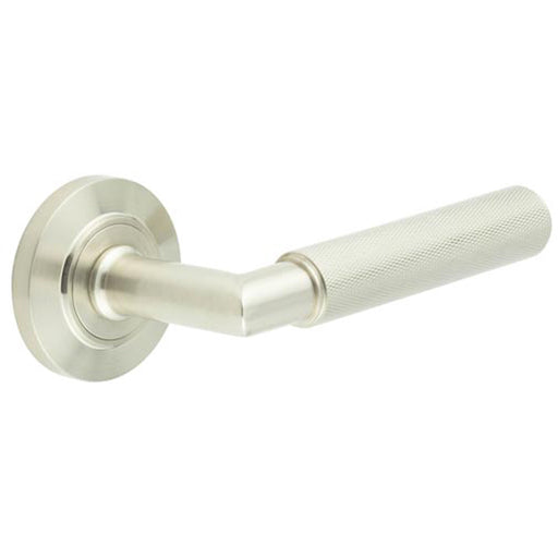 Satin Nickel Door Handle Chamfered Rose Luxury Solid Brass Design Solid Brass Interior Handle