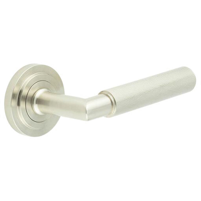 Luxury Satin Nickel Door Handle Stepped Rose Stylish Interiors Solid Brass Interior Handle