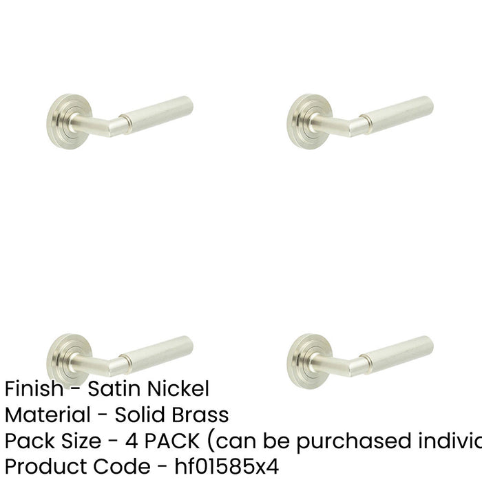 PACK Luxury Satin Nickel Door Handle Stepped Rose Stylish Interiors Solid Brass Interior Handle-1