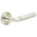 Luxury Satin Nickel Door Handle with Reeded Rose Design Solid Brass Interior Handle