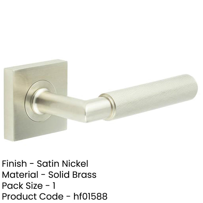 Premium Satin Nickel Door Handle with Square Rose Solid Brass Interior Handle-1