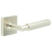 Premium Satin Nickel Door Handle with Square Rose Solid Brass Interior Handle