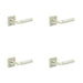 PACK Premium Satin Nickel Door Handle with Square Stepped Design Solid Brass Interior Handle