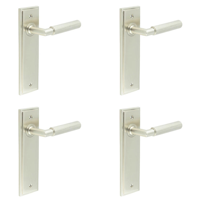 PACK Elegant Satin Nickel Door Handle Latch Backplate Stylish Interiors Solid Brass Interior Handle (1)