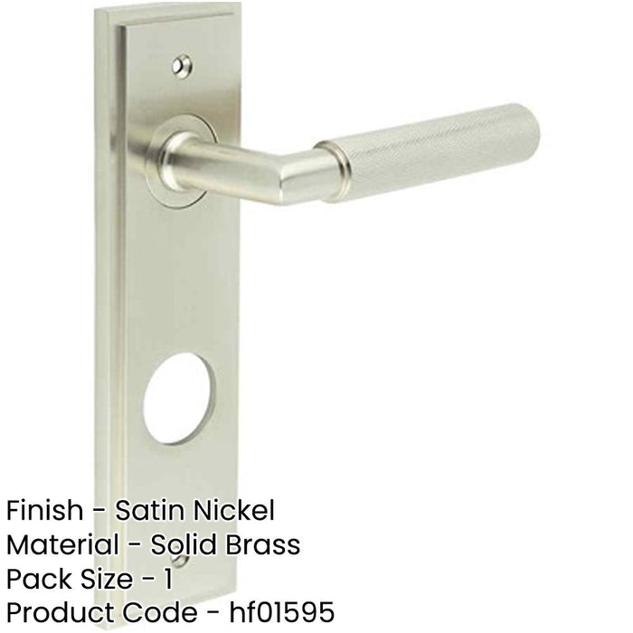 Satin Nickel Door Handle with Backplate Bathrooms Solid Brass Interior Handle-1