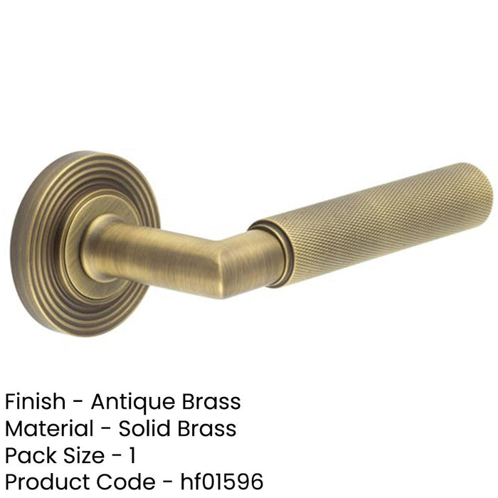 Premium Antique Brass Door Handle with Reeded Rose Design Solid Brass Interior Handle-1