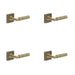 PACK Antique Brass Door Handle with Square Rose Elegant Interiors Solid Brass Interior Handle