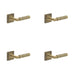 PACK Luxury Antique Brass Door Handle Stepped Square Rose Solid Brass Interior Handle