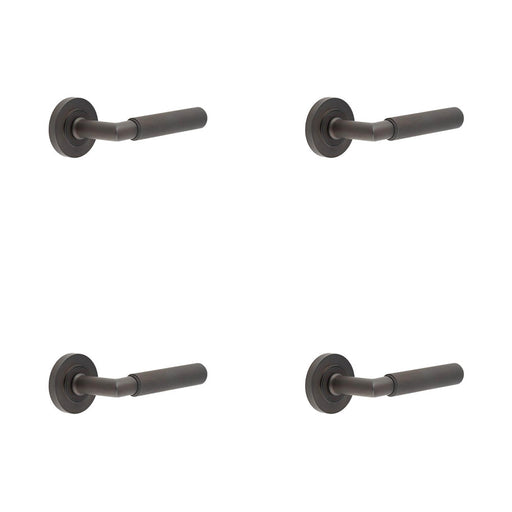 PACK Luxury Dark Bronze Door Handle Rose Elegant Interiors Solid Brass Interior Handle