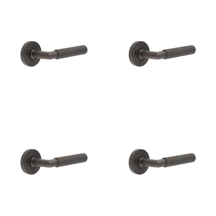 PACK Luxury Dark Bronze Door Handle Rose Elegant Interiors Solid Brass Interior Handle