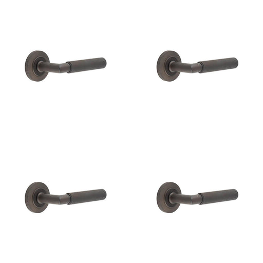 PACK Luxury Solid Brass Door Handle Chamfered Rose Dark Bronze Finish Solid Brass Interior Handle