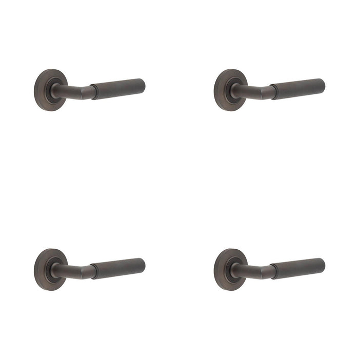 PACK Luxury Solid Brass Door Handle Chamfered Rose Dark Bronze Finish Solid Brass Interior Handle