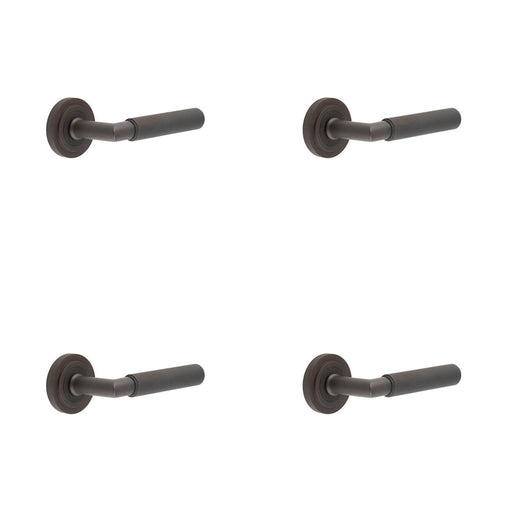 PACK Luxury Solid Brass Door Handle Stepped Rose Dark Bronze Finish Solid Brass Interior Handle