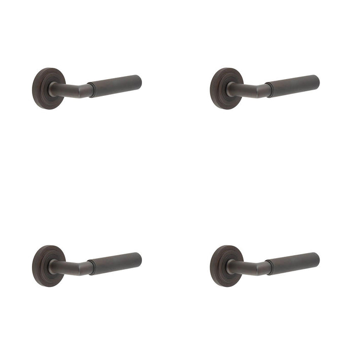 PACK Luxury Solid Brass Door Handle Stepped Rose Dark Bronze Finish Solid Brass Interior Handle