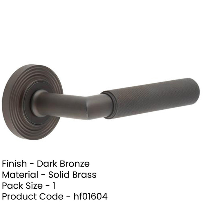 Elegant Dark Bronze Door Handle with Reeded Rose Design Solid Brass Interior Handle-1