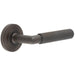 Elegant Dark Bronze Door Handle with Reeded Rose Design Solid Brass Interior Handle