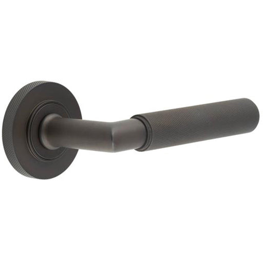 Luxury Solid Brass Door Handle Knurled Rose Dark Bronze Finish Solid Brass Interior Handle (1)